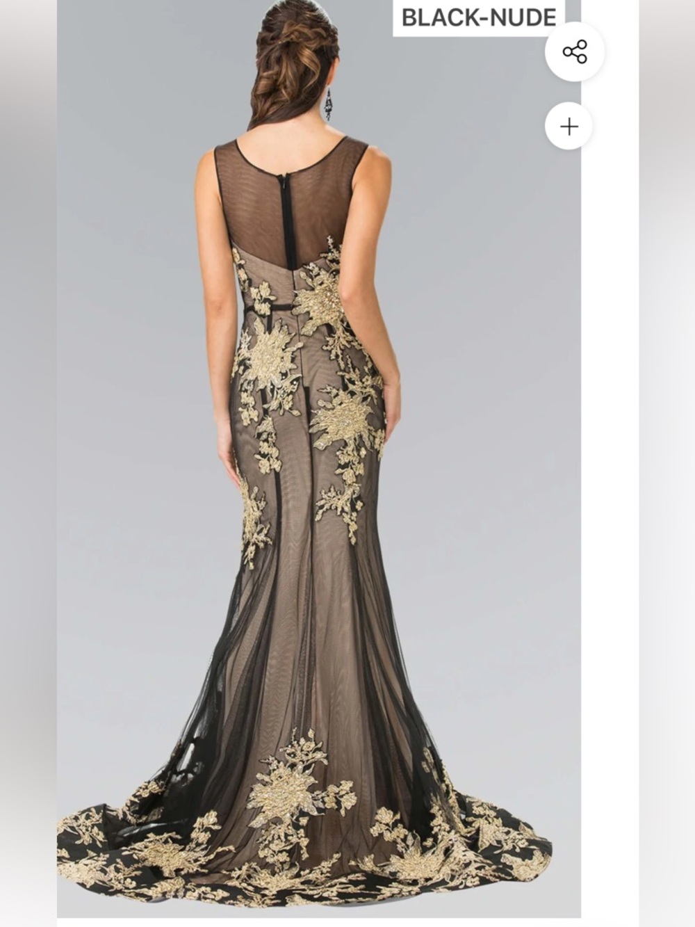 Black and Gold Backless Dress - Picture 4 of 17